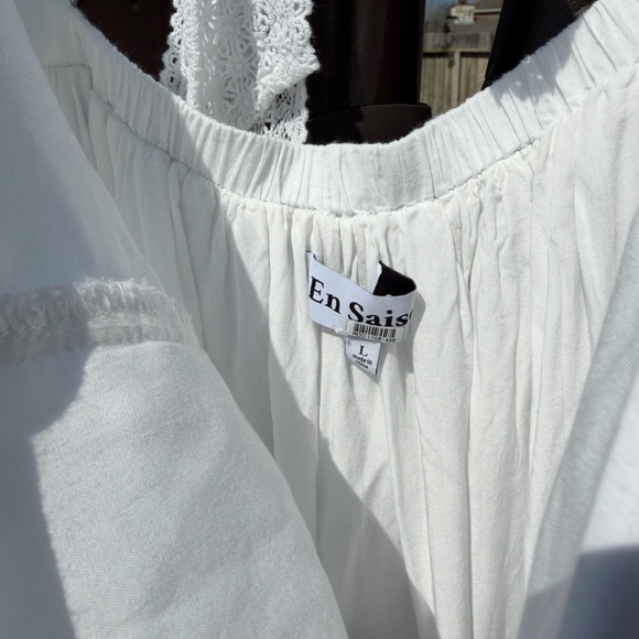 Anthropologie Brand En Saison Bea Eyelet Tie Back Maxi Dress White Size Large - Picture 7 of 9